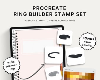 Procreate Ring Builder Set | Brush Stamps, Pattern Brush, Metallic Color Palettes