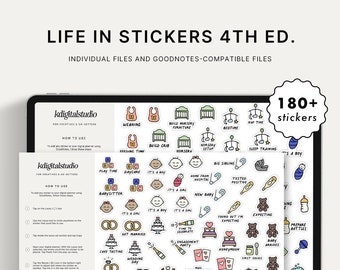 Life in Stickers Digital Bundle 4th Edition | Baby, Wedding, Work, Weather | GoodNotes, Instant Download