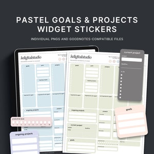Pastel Goals & Projects Widgets, Digital Stickers, Individual PNGs, Precropped GoodNotes Stickers, Digital Widgets, Digital Planner Stickers