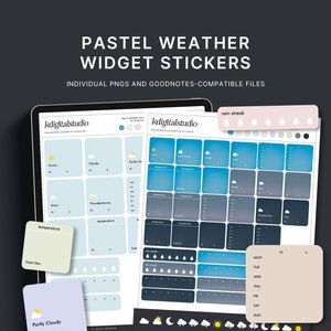 Pastel Weather Widgets, Digital Stickers, Individual PNGs, Precropped GoodNotes Stickers, Digital Widgets, Digital Planner Stickers image 1