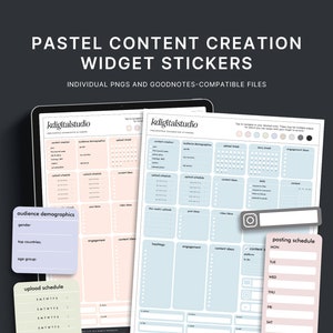 Pastel Content Creation Widgets, Digital Stickers, Individual PNGs, Precropped GoodNotes Stickers, Digital Planner Stickers