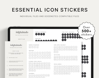 Essential Icons Digital Stickers | GoodNotes, Elements, Collection