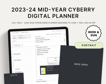 2023-2024 Mid-Year Cyberry Digital Planner | Portrait