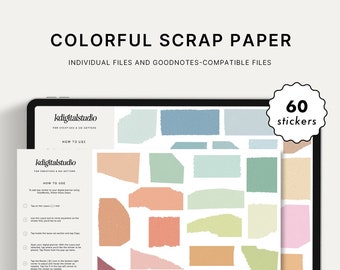 Colorful Scrap Paper Digital Stickers | GoodNotes, Elements, Collection