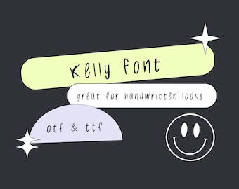 Kelly Font | Handwritten, Cute, Adorable, Quirky, Handwriting, School | OTF/TTF