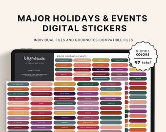 Major Holidays & Events (Jewel Tones) Digital Stickers | GoodNotes, Elements, Collection