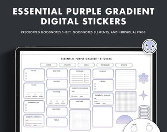 Essential Purple Gradient Digital Stickers | Functional Digital Planning Stickers | GoodNotes, Elements, Collection