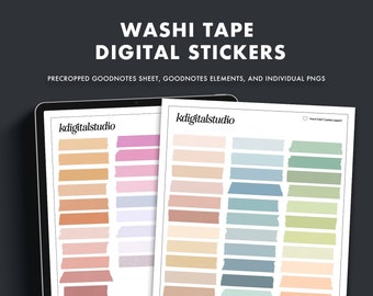 Washi Tape Digital Stickers | Digital Journaling, Planning, Transparent, Opaque | GoodNotes, Elements, Collection