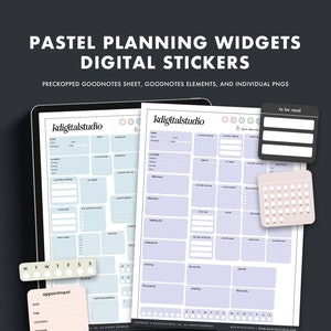 Pastel Planning Widgets, Digital Stickers, Individual PNGs, Precropped GoodNotes Stickers, Digital Widgets, Digital Planner Stickers