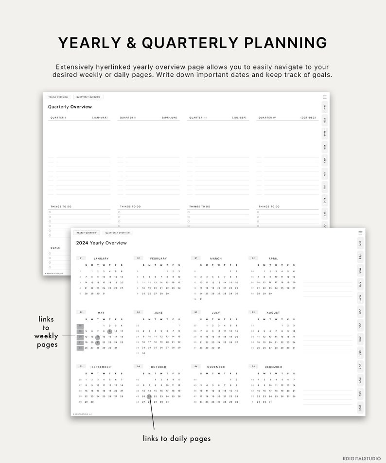 2024 Cyberry Light Mode Digital Planner Portrait, Apple Calendar & Reminders Integration image 2