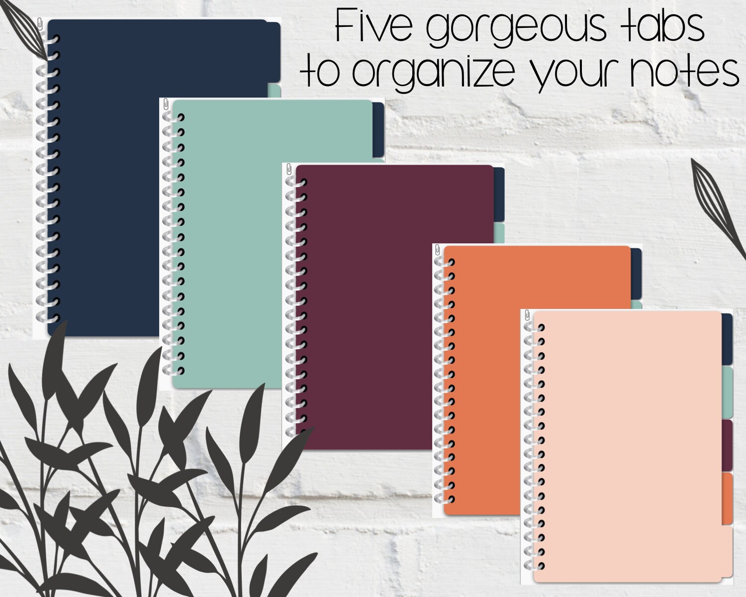 Five Subject Digital Notebook for Notetaking Journaling and Etsy