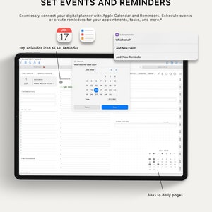 2024 Cyberry Light Mode Digital Planner Portrait, Apple Calendar & Reminders Integration image 7