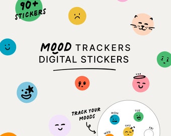 Colorful Mood Tracker Digital Stickers (Digital Download)
