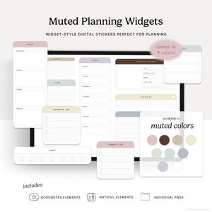 Muted Planning Widgets, GoodNotes Elements, Noteful, Individual PNGs, Digital Planning