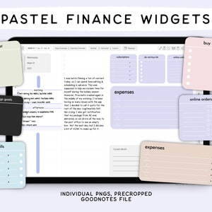 Pastel Finance Widgets, Digital Stickers, Individual PNGs, Precropped GoodNotes Stickers, Digital Planner Stickers