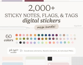 2,000+ Sticky Notes, Flags, & Tags Digital Stickers BUNDLE | Digital Download, Note-taking