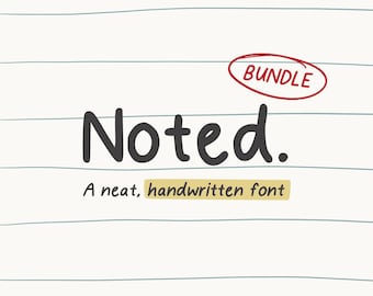 Noted Handwritten Font Bundle | Different Font Weights, Italic, Neat, Handwriting, Realistic, Note-Taking, Digital Planning