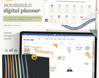 2027 Household Digital Planner | Kids, Chores, Sports, Home Life, Maintenance | Goodnotes, Notability, & More!
