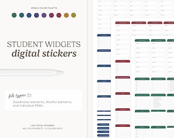 Student Widgets Digital Stickers (Jewels Colors) | Digital Download, Academic, Note-taking