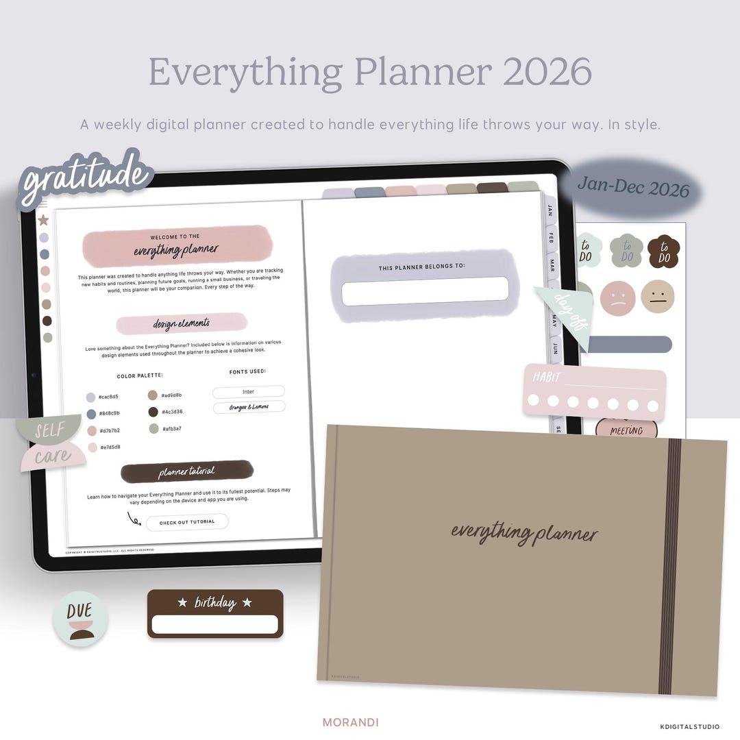 2026 Weekly Everything Digital Planner in Morandi | Weekly, Goodnotes ...