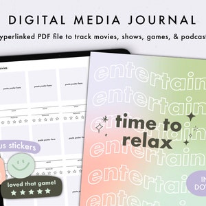 Digital Media Journal, Digital Media Planner, GoodNotes Journal, iPad Journal, Movies, TV Shows, Podcasts, Games, Entertainment Tracker