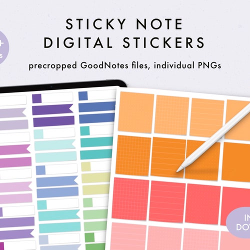 Digital Sticky Note Stickers Precropped Goodnotes Stickers Etsy