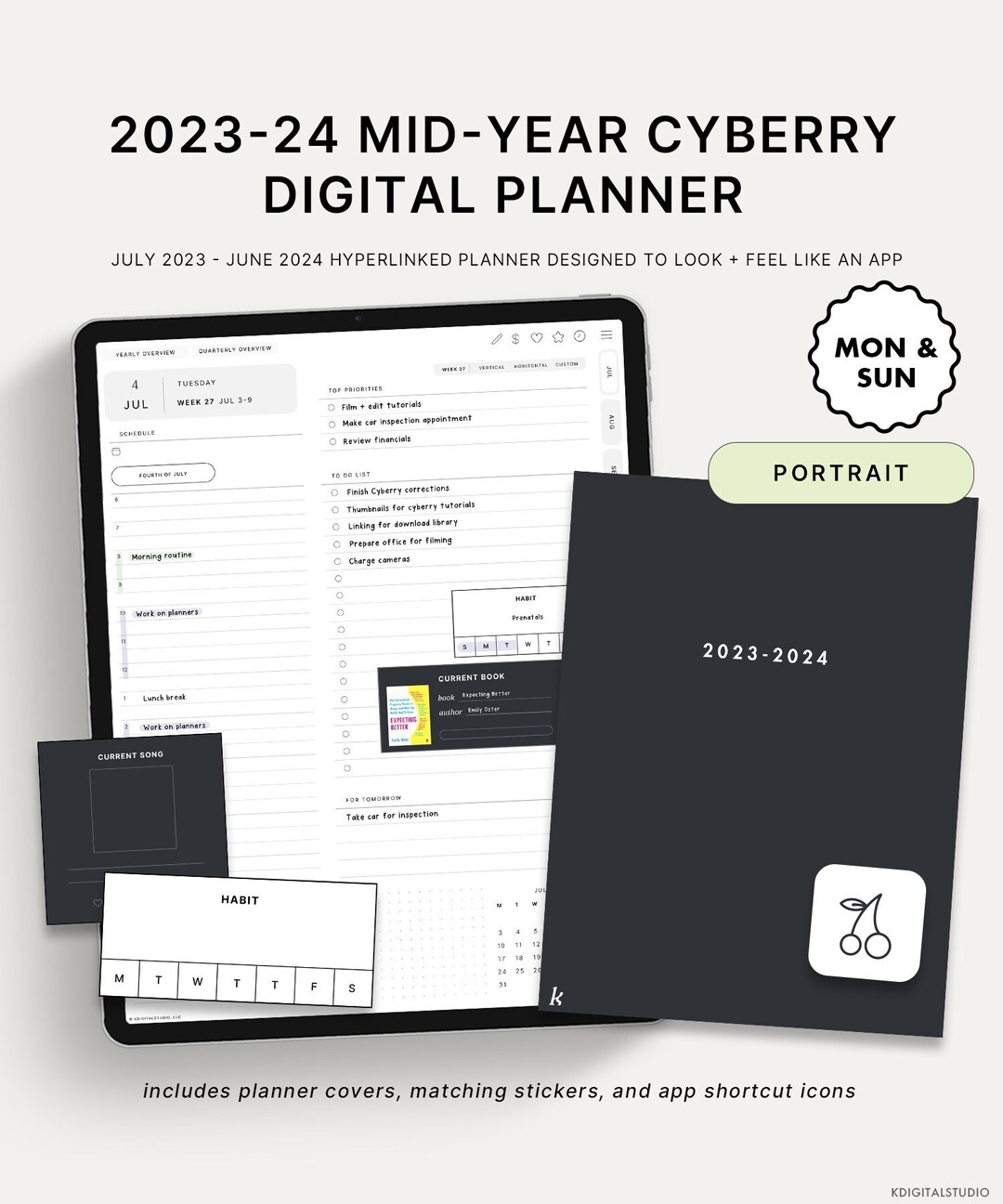 20232024 Midyear Cyberry Digital Planner (Download Now) Etsy