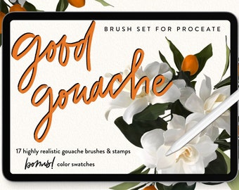 Good Gouache Brush & Stamp Set for Procreate | Painterly, Texture, Color Palettes, Digital Art, Procreate, Oils, Acrylic, How To