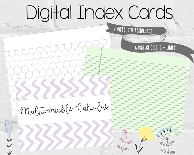 Digital Index Cards Customizable Cards for Studying Etsy