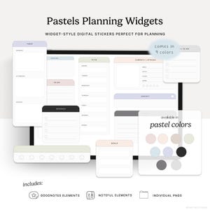 Pastels Planning Widgets, GoodNotes Elements, Noteful, Individual PNGs, Digital Planning
