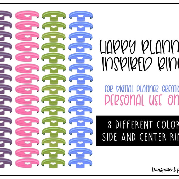 Digital Happy Planner Inspired Rings || Rainbow Colors || Spiral, Coil, Plastic || Digital Planners, Notebooks, Bullet Journals