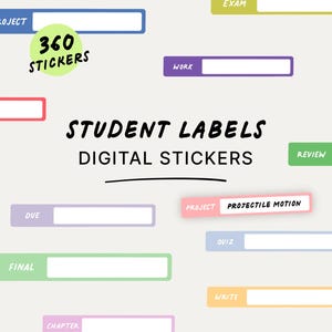 360 Digital Student Label Stickers: Precropped GoodNotes, Academic (Instant Download)