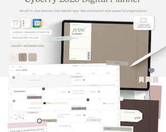 Cyberry 2026 Digital Planner | Landscape Layout (Digital Download)