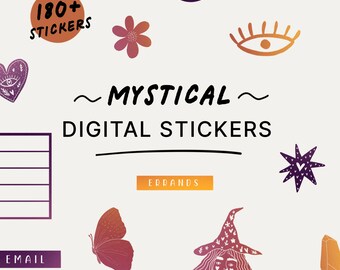 Mystical Digital Stickers, Individual PNGs, Precropped GoodNotes Stickers, Witchy, Supernatural, Gradients, Digital Planning Stickers