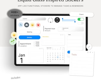 Liquid Glass Inspired Digital Stickers (Digital Download)