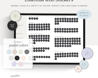 Essential Pastel Icons, GoodNotes Elements, Noteful, Individual PNGs, Digital Planning