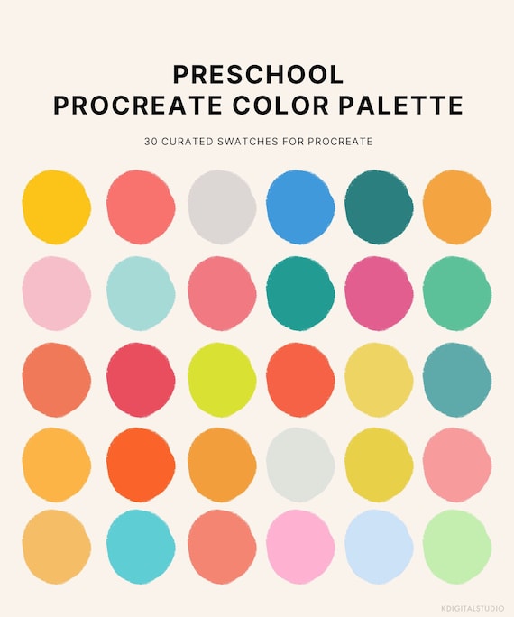 Preschool Procreate Color Palette | swatches, iPad lettering, Procreate  tools, primary colors, fun, bright, beachy