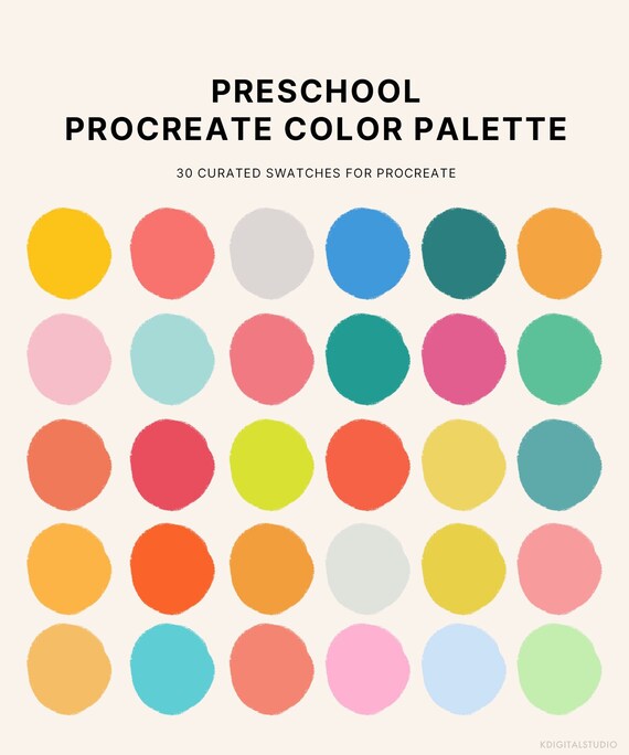 Preschool Procreate Color Palette | swatches, iPad lettering, Procreate  tools, primary colors, fun, bright, beachy