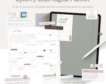 Cyberry 2026 Digital Planner | Portrait Layout