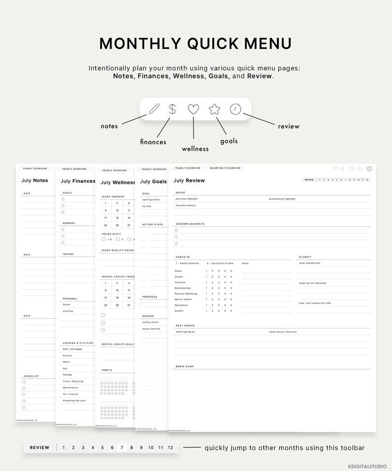 2024 Cyberry Light Mode Digital Planner Portrait, Apple Calendar & Reminders Integration image 4