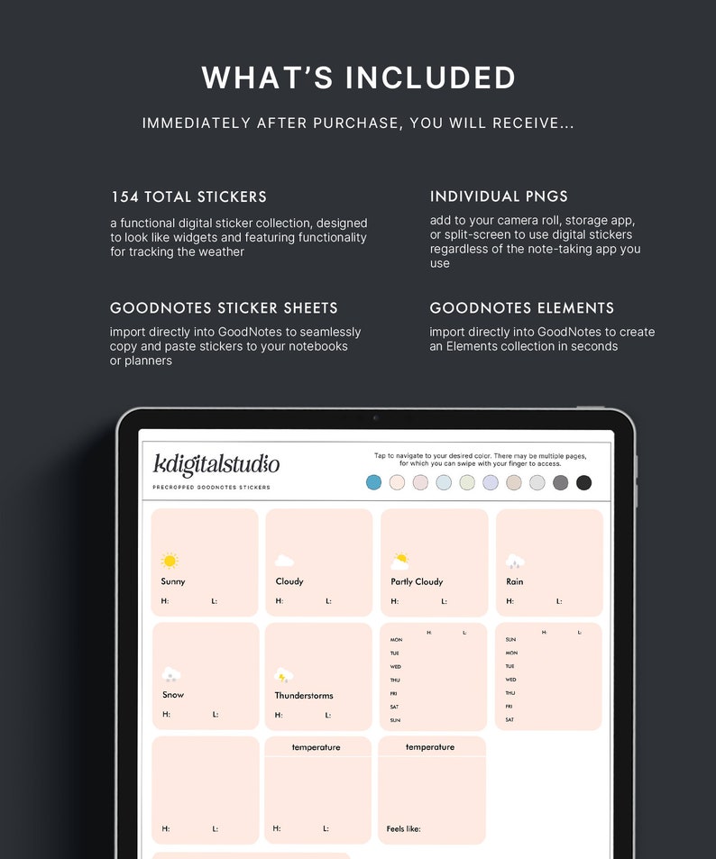 Pastel Weather Widgets, Digital Stickers, Individual PNGs, Precropped GoodNotes Stickers, Digital Widgets, Digital Planner Stickers image 3