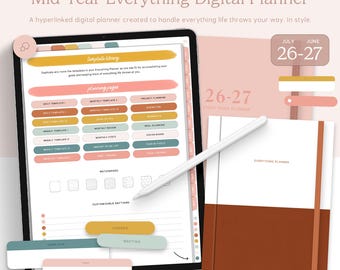 Mid-Year Everything Digital Planner in Portrait (2026-2027) | Digital Download, Goodnotes, Noteful, Notability