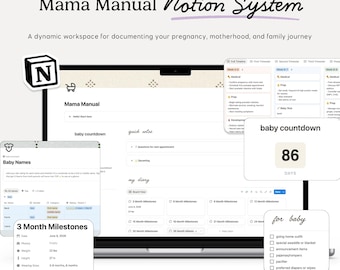 Mama Manual Notion Template: All-In-One Digital Planner for Pregnancy, Motherhood (Digital Download)