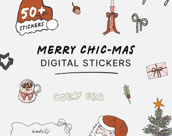 Merry Chic-Mas Digital Stickers | GoodNotes, Elements, Coquette, Elegant, Chic, Holiday, Christmas