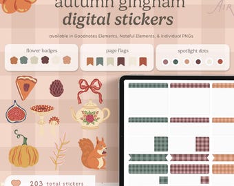 Autumn Gingham Digital Stickers | Digital Download, Fall, Seasonal, Goodnotes Stickers