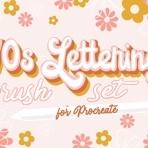 70s Lettering & Stamp Brush Set for Procreate, Instant Digital Download