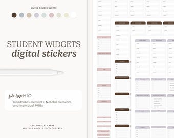 Student Widgets Digital Stickers (Muted Colors) | Digital Download, Academic, Note-taking