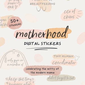 Motherhood Digital Stickers | Digital Planner Stickers, GoodNotes Stickers, Mom Life