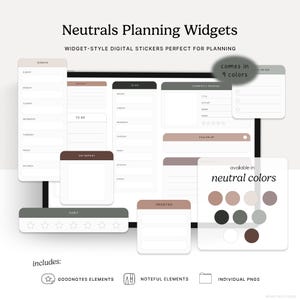Neutrals Planning Widgets, GoodNotes Elements, Noteful, Individual PNGs, Digital Planning
