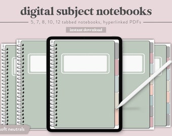 Digital Subject Notebook Set 5 TOTAL NOTEBOOKS 5 7 8 | Etsy